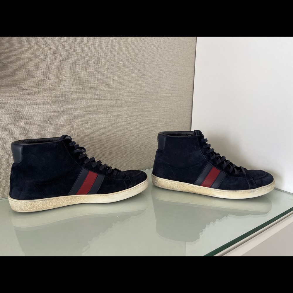 Gucci blue suede hi top sneakers
